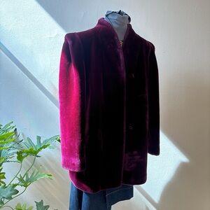 Elegant Sasson Vintage Faux Fur Purple/Burgundy Women's Coat